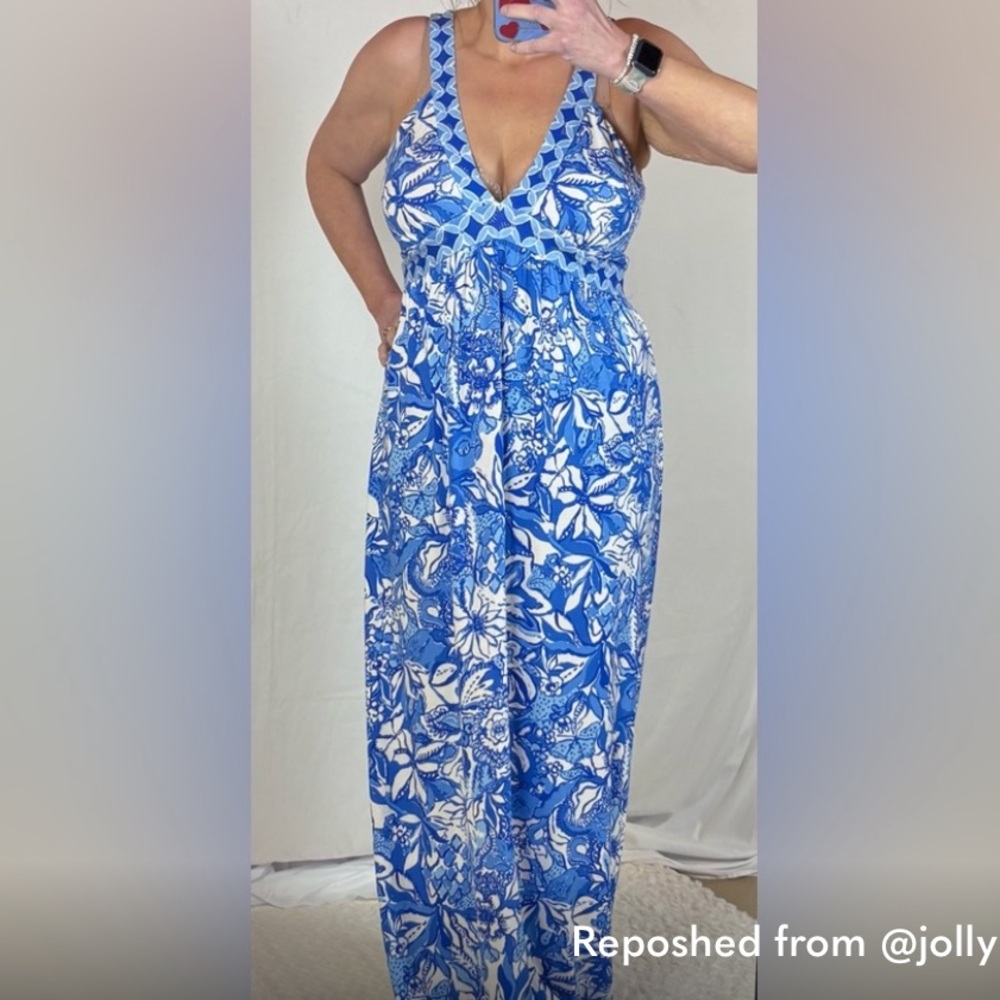 Lilly Pulitzer Blue and White Maxi Dress